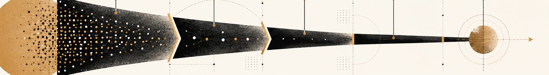 A funnel narrowing from many founders to a few companies, then repeating each cohort.